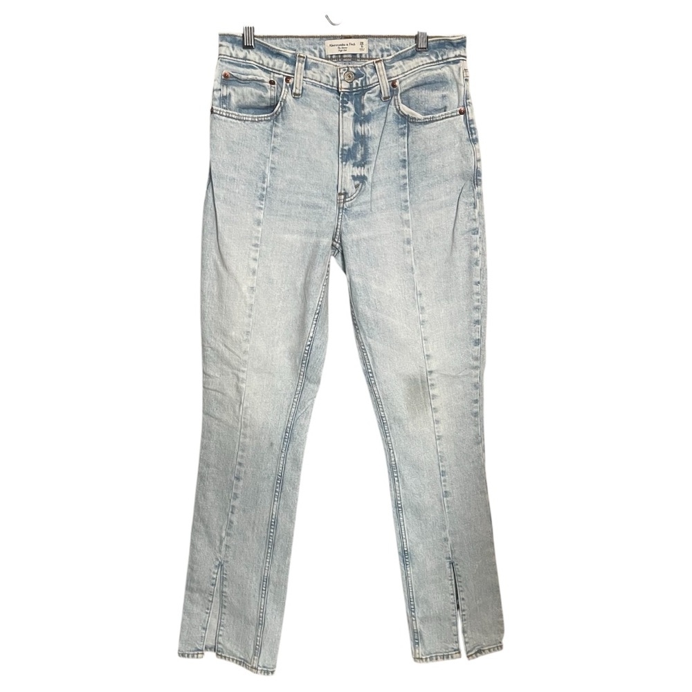 Abercrombie & Fitch The Skinny High Rise Front Slit Jeans Light wash